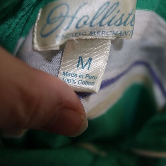 Vintage Y2K Hollister Green & White Stripe Baby Polo Shirt Medium - Picture 15 of 16
